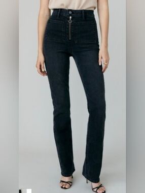 Reformation Peyton Zip Ultra High Rise Bootcut Jeans Solana Wash Size 25 X 29